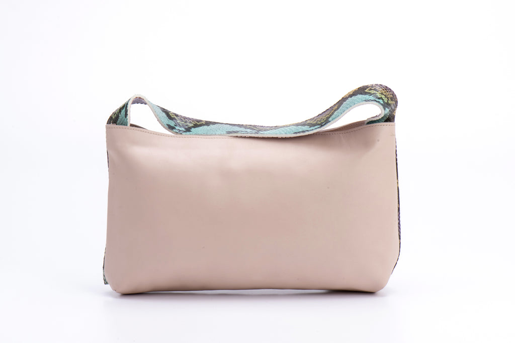 Venus bag blush leather with multicolor handles