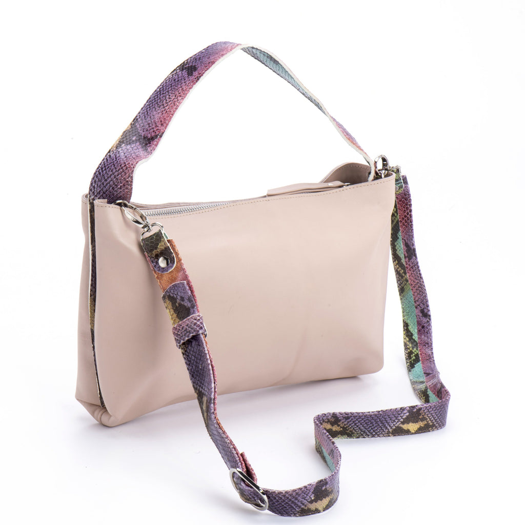 Venus bag blush leather with multicolor handles