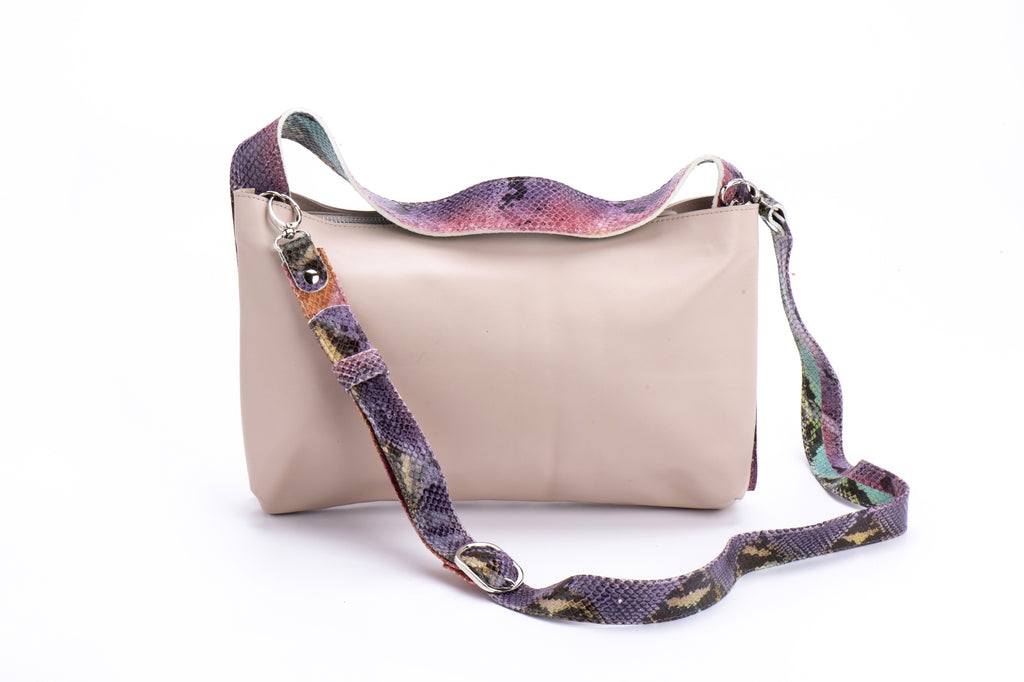 Venus bag blush leather with multicolor handles