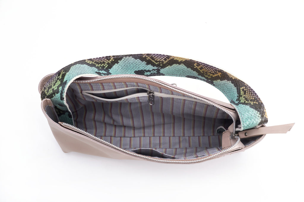 Venus bag blush leather with multicolor handles