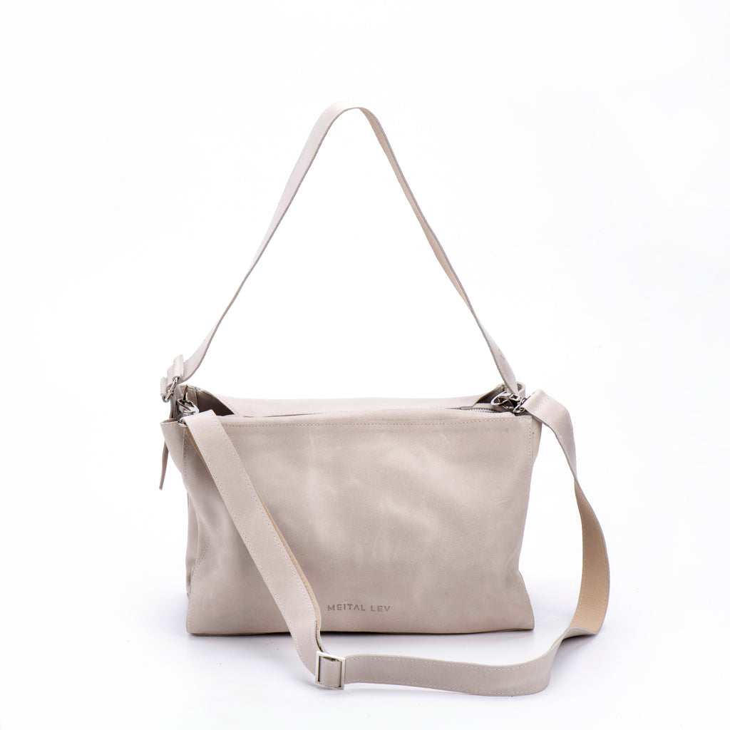 MIMI Large shoulder bag Cream Leather