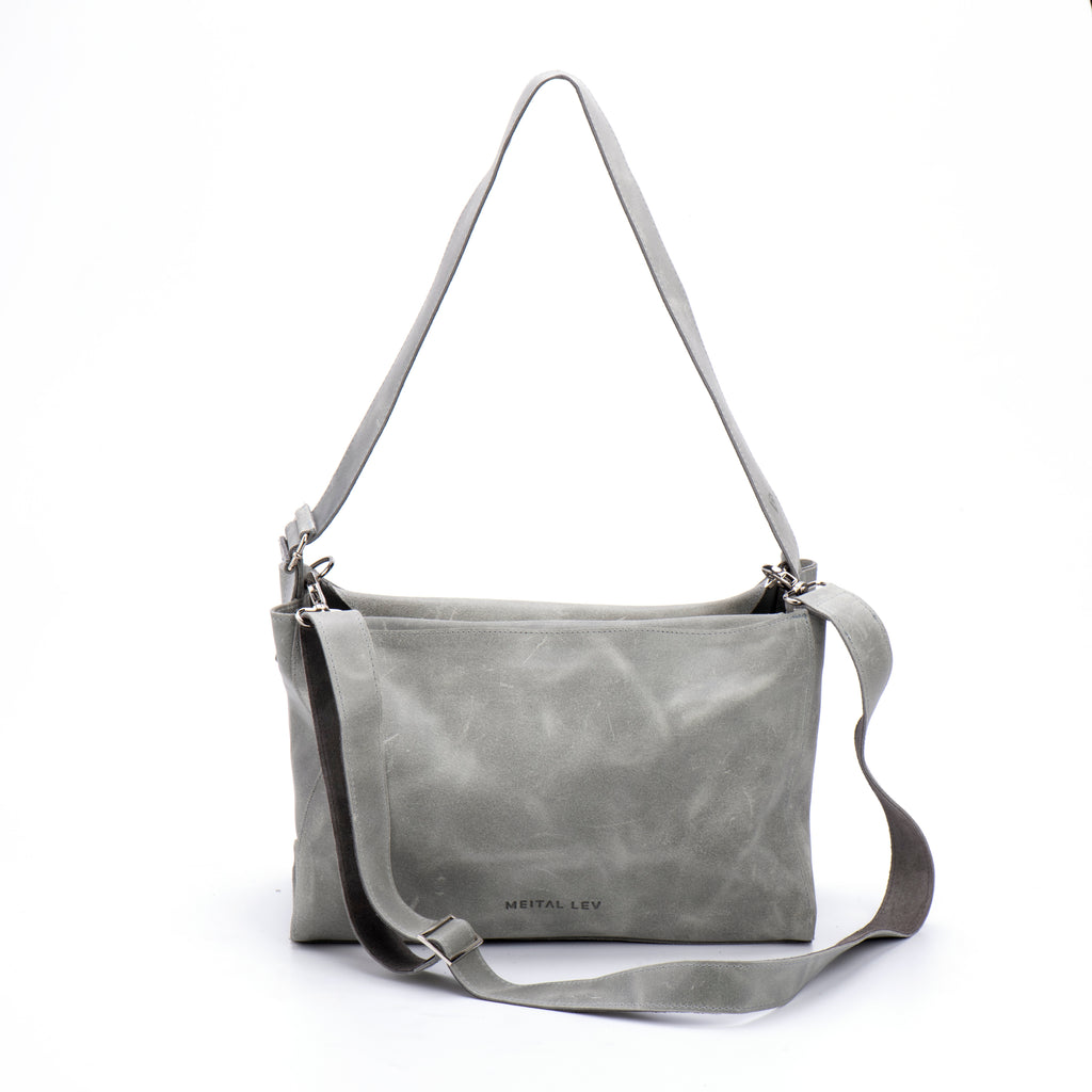 MIMI Large shoulder bag Grey Leather