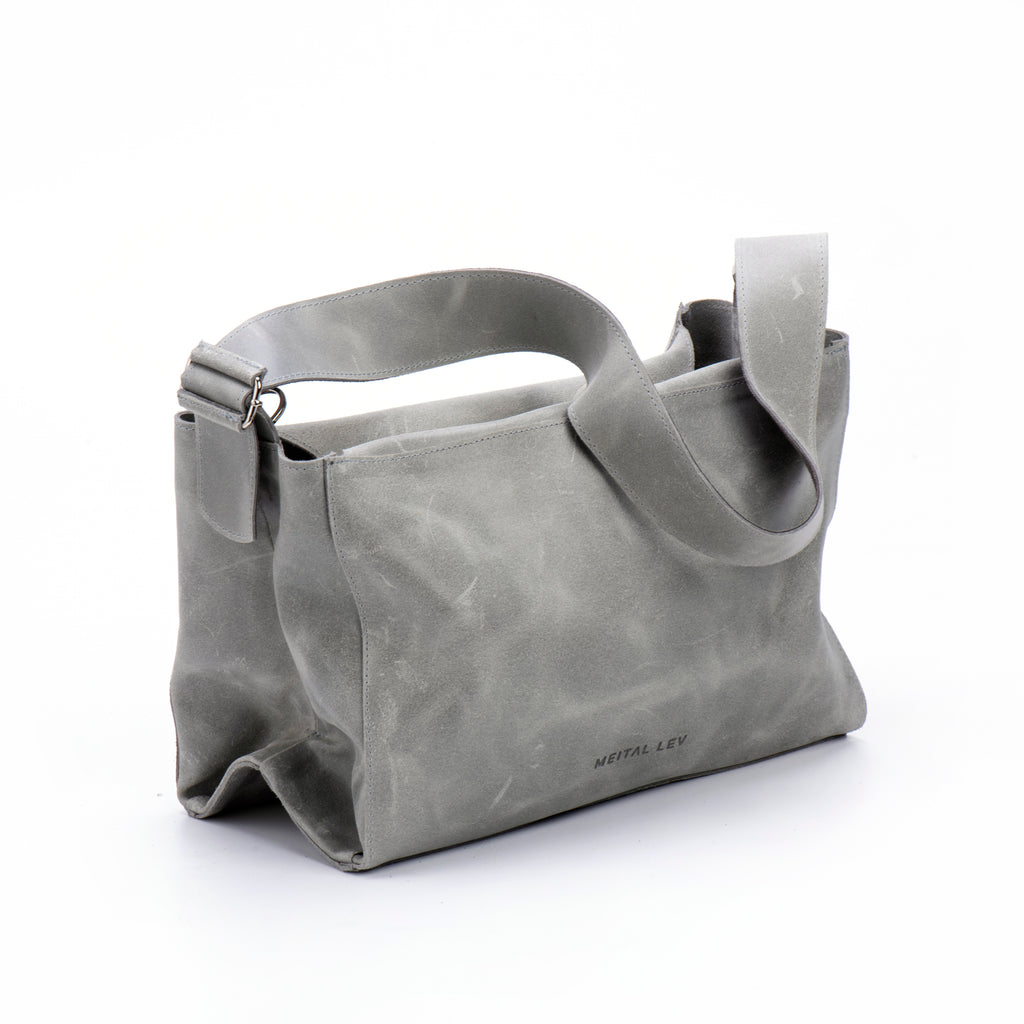MIMI Large shoulder bag Grey Leather