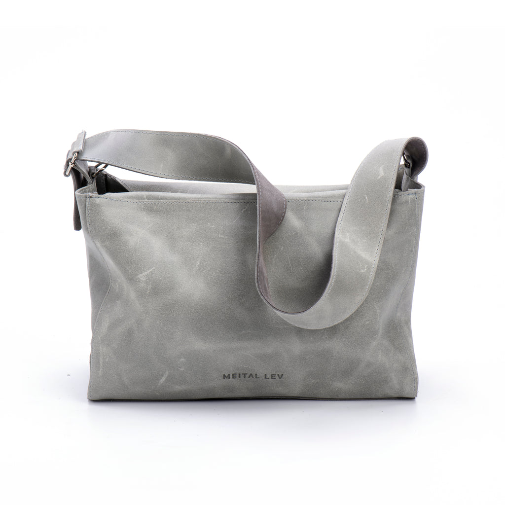 MIMI Large shoulder bag Grey Leather