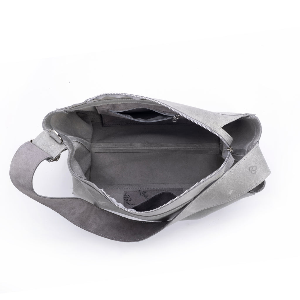 MIMI Large shoulder bag Grey Leather