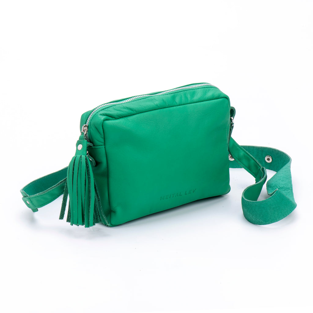 Small Box Clutch green leather