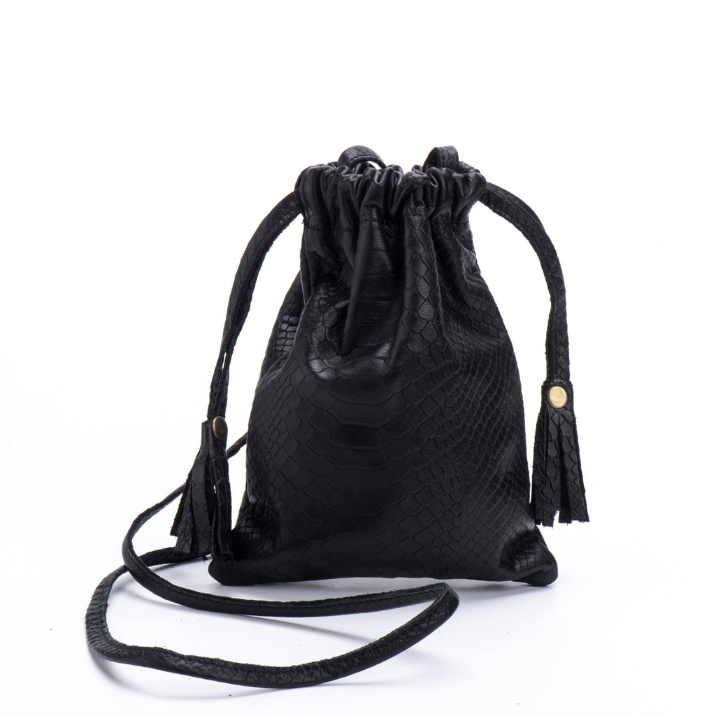 Phone bag black croc leather