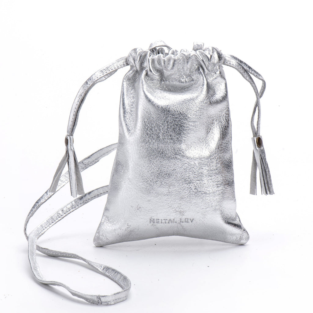 Phone bag silver leather