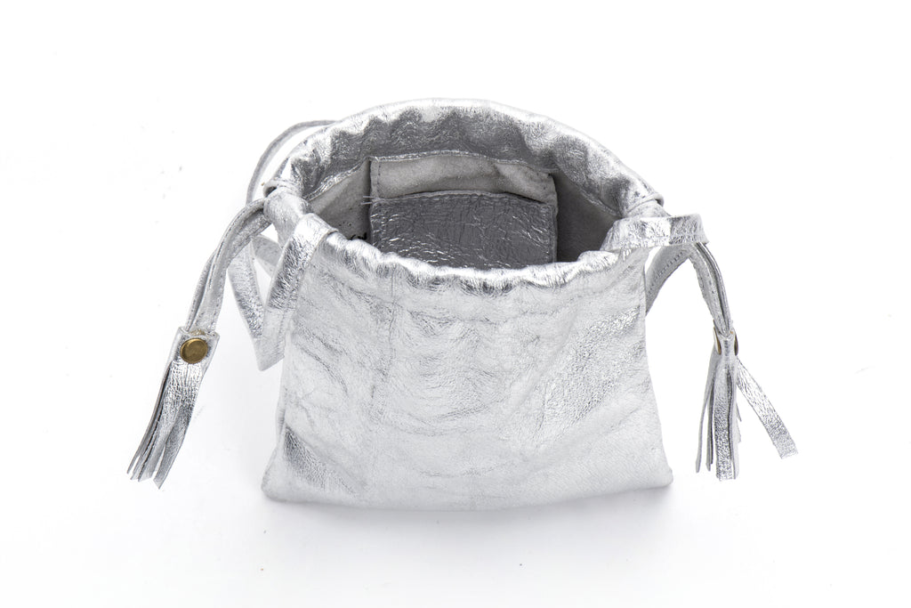 Phone bag silver leather