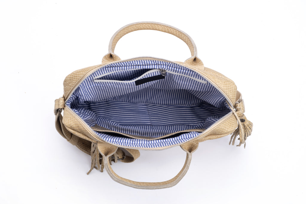 Laptop Bag stone croc Leather