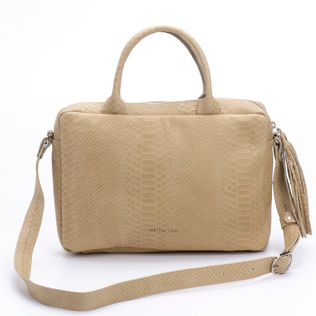 Laptop Bag stone croc Leather