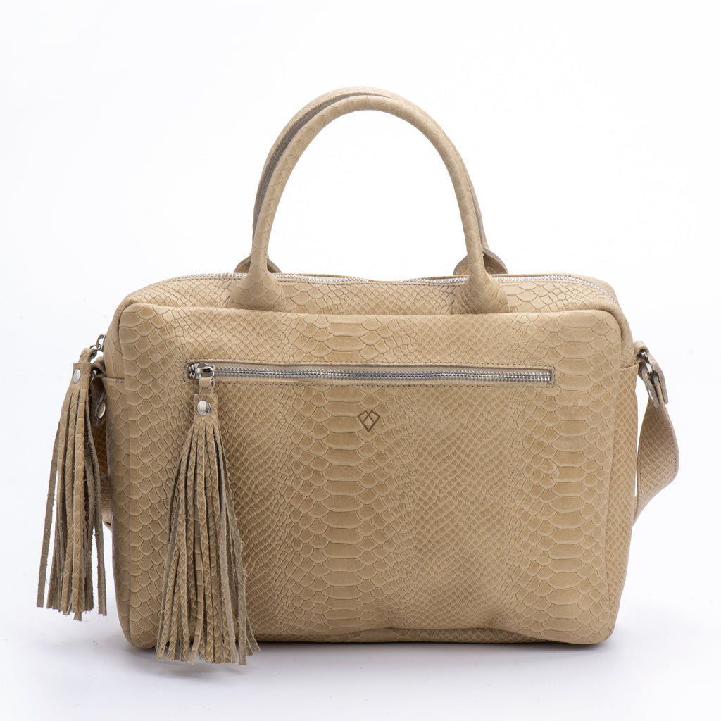 Laptop Bag stone croc Leather