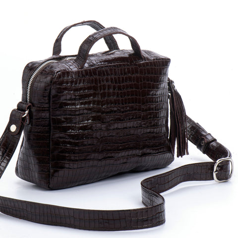 Luna Bag black croc leather