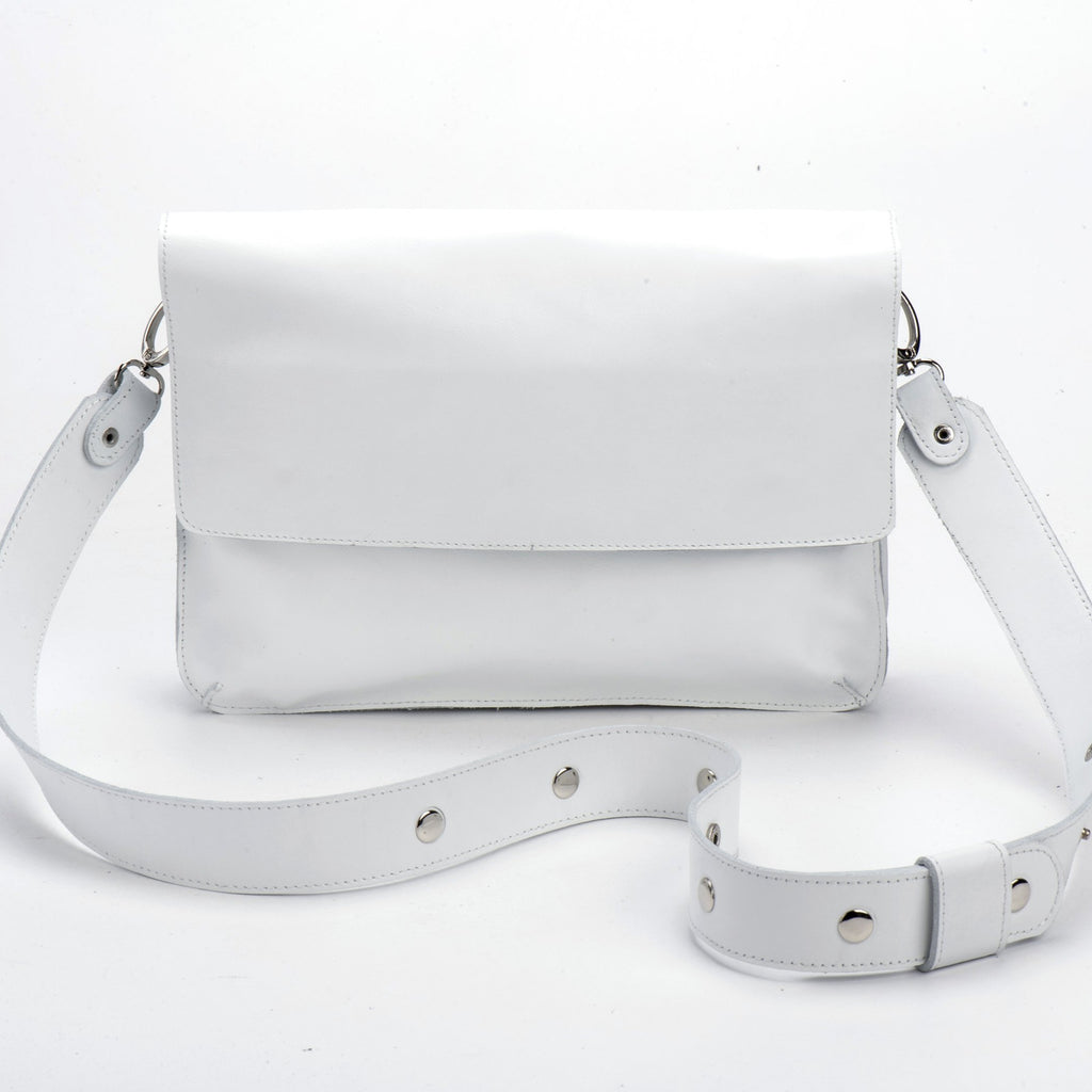 double clutch bag white leather