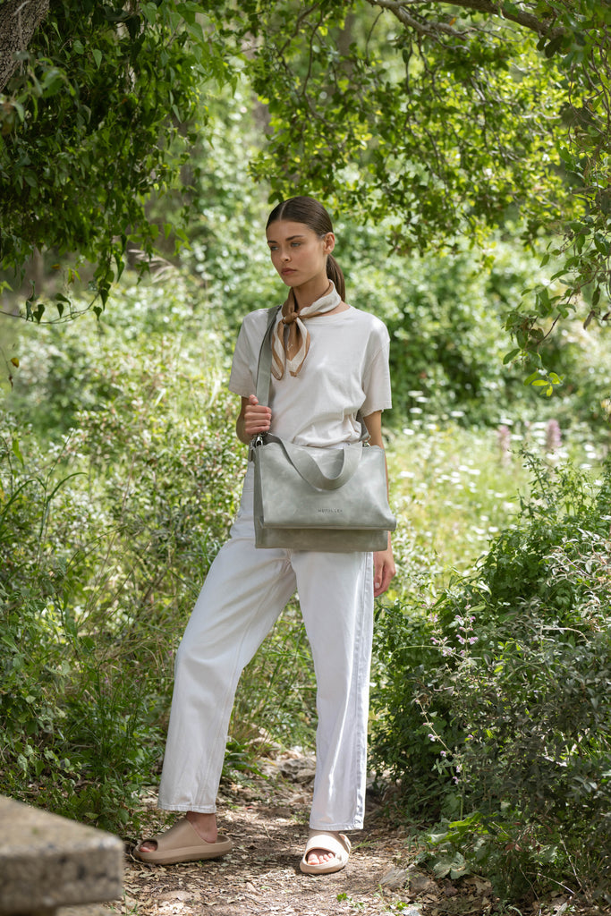 MIMI Large shoulder bag Grey Leather