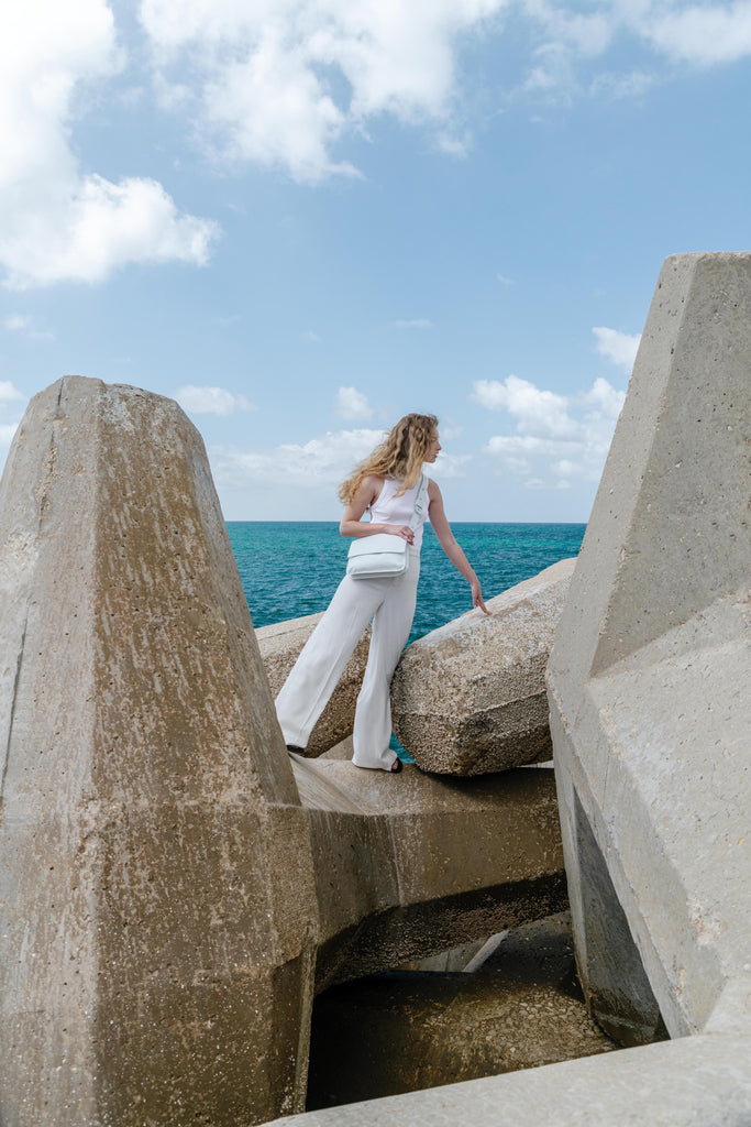 double clutch bag white leather