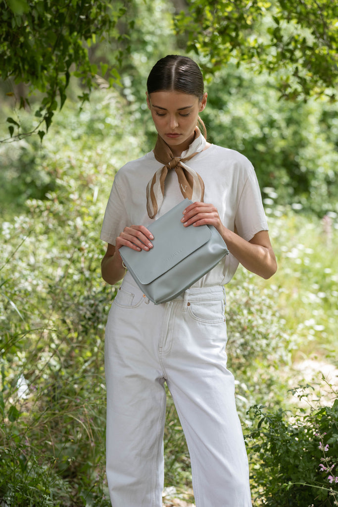 New double clutch Light Blue Leather