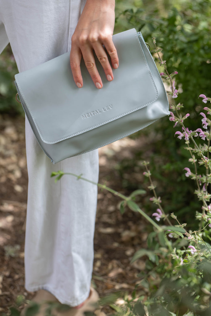 New double clutch Light Blue Leather