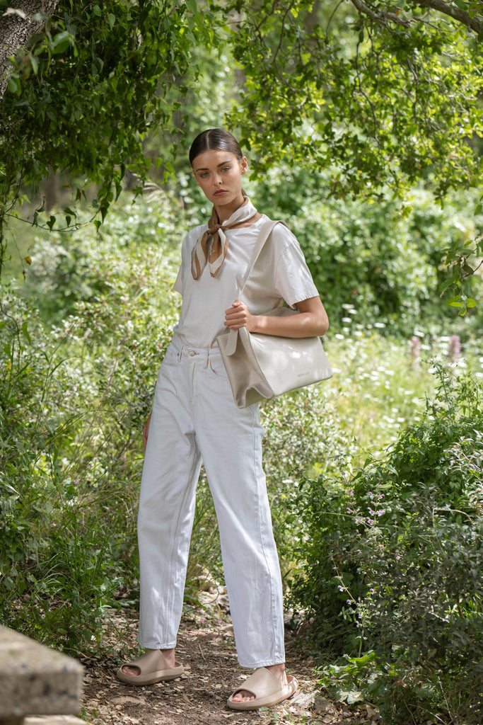 MIMI Large shoulder bag Cream Leather