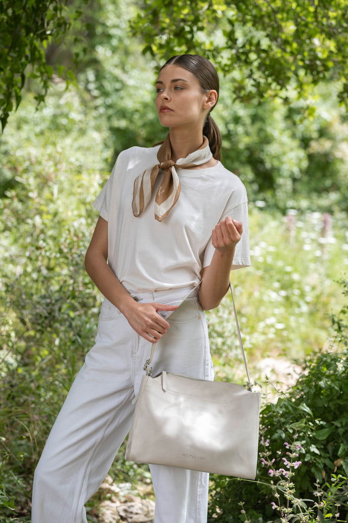 MIMI Large shoulder bag Cream Leather