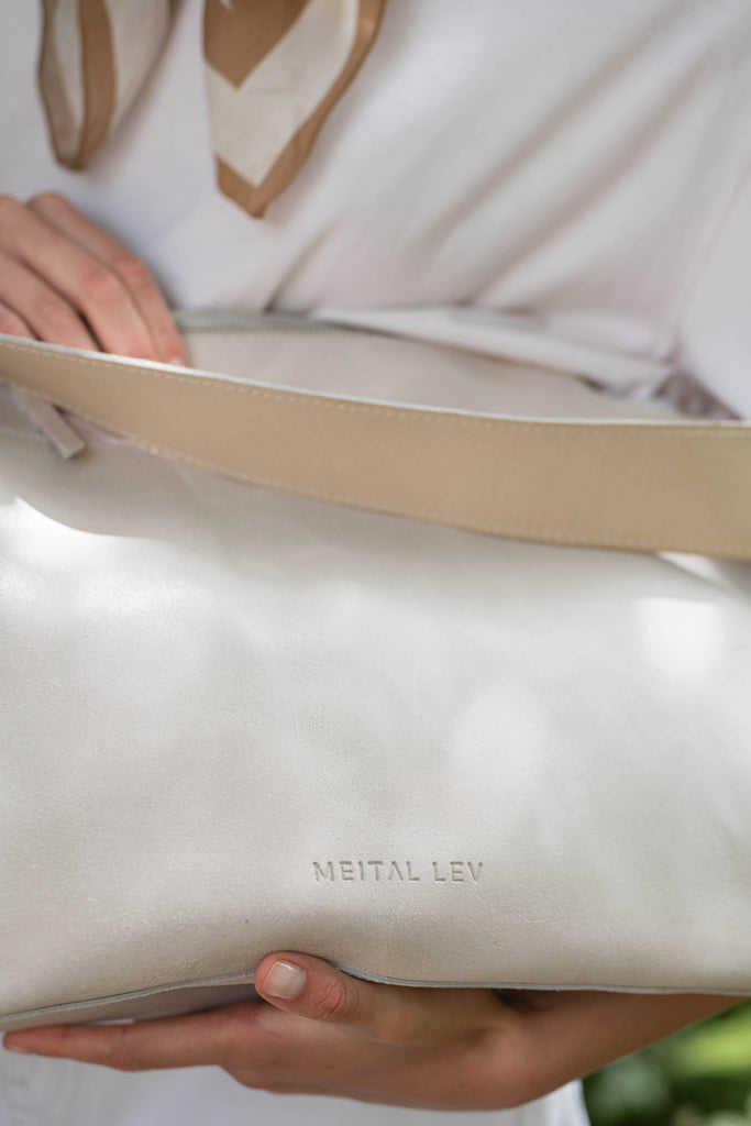 MIMI Large shoulder bag Cream Leather
