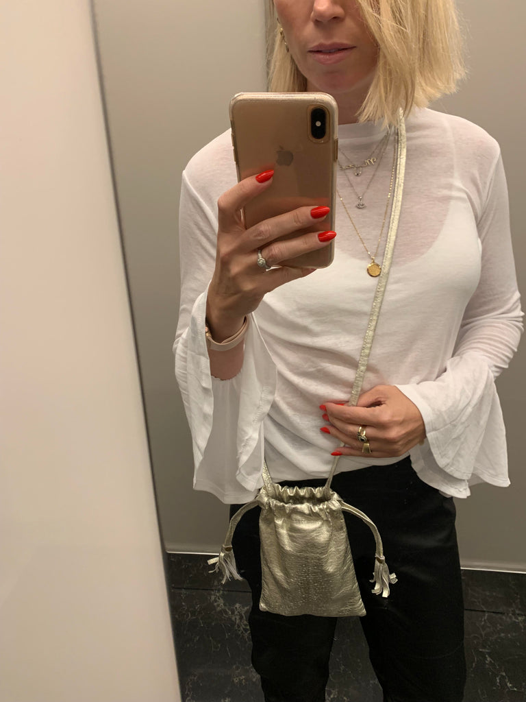 Phone bag silver leather