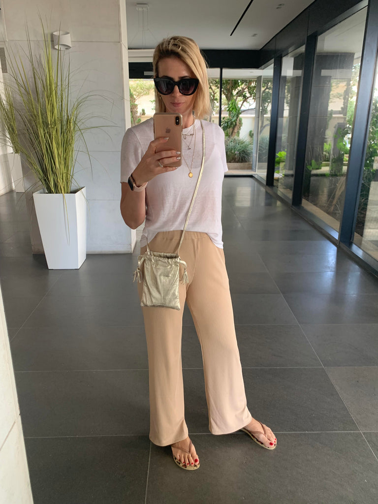 Phone bag silver leather