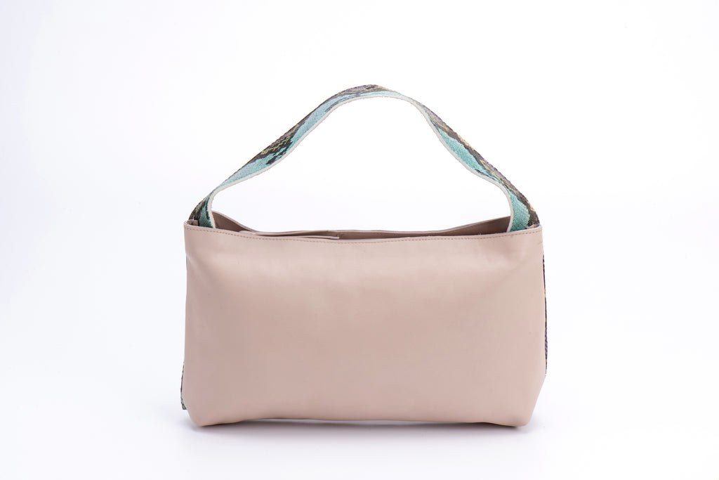 Venus bag blush leather with multicolor handles