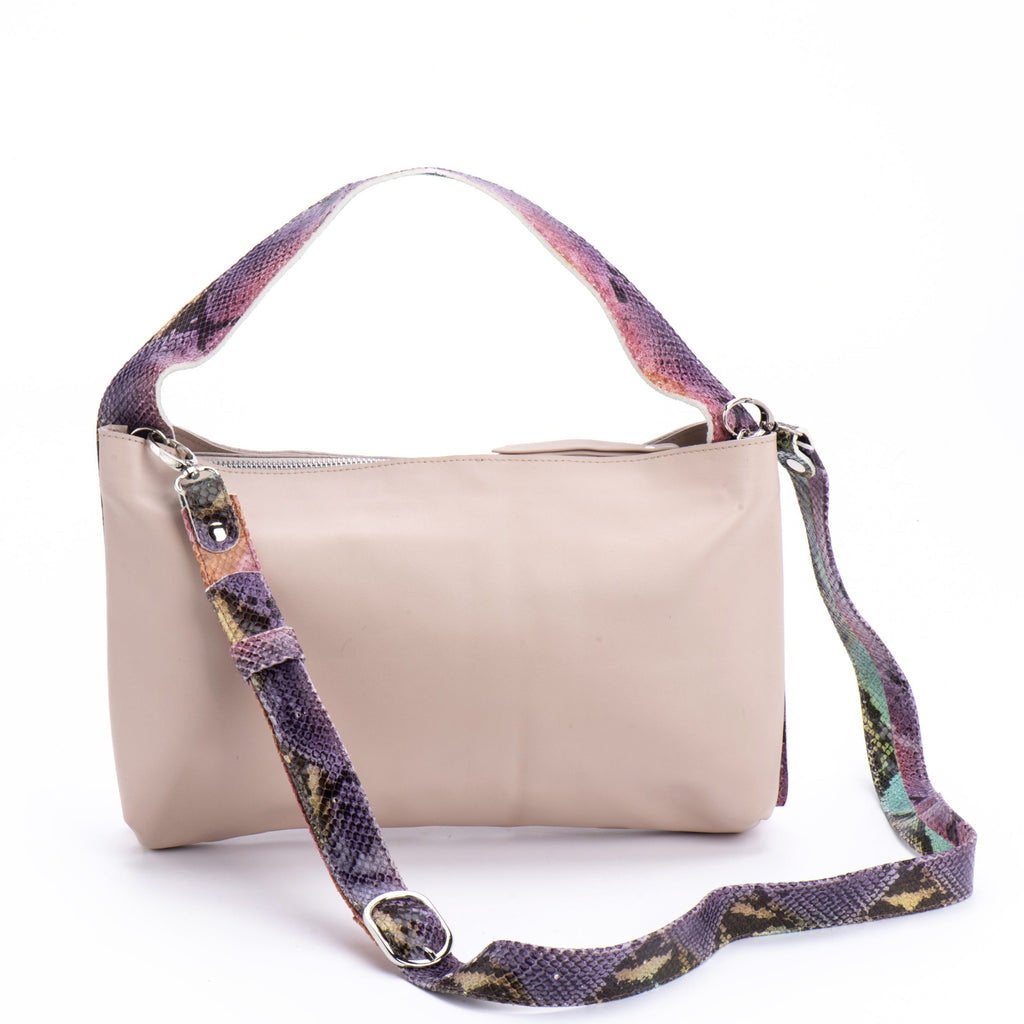 Venus bag blush leather with multicolor handles