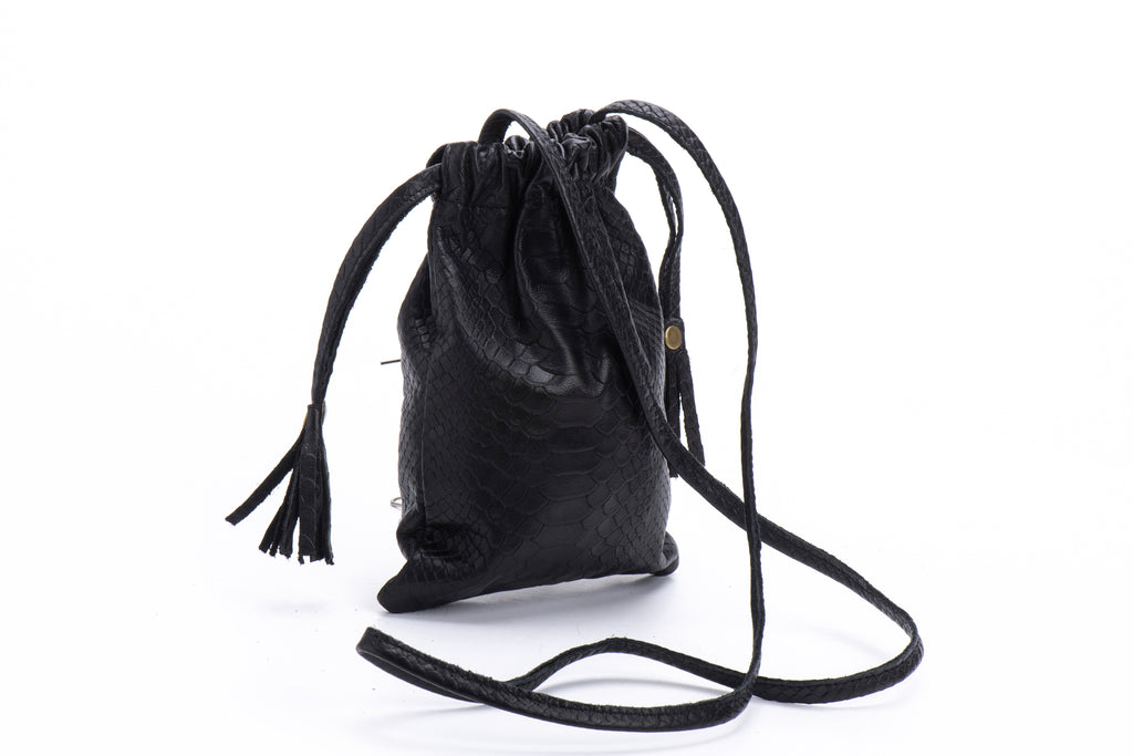 Phone bag black croc leather