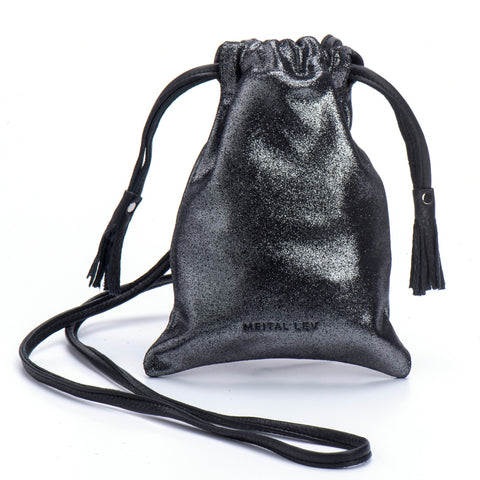 Phone bag black croc leather