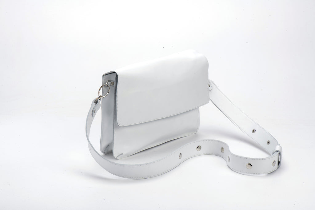 double clutch bag white leather