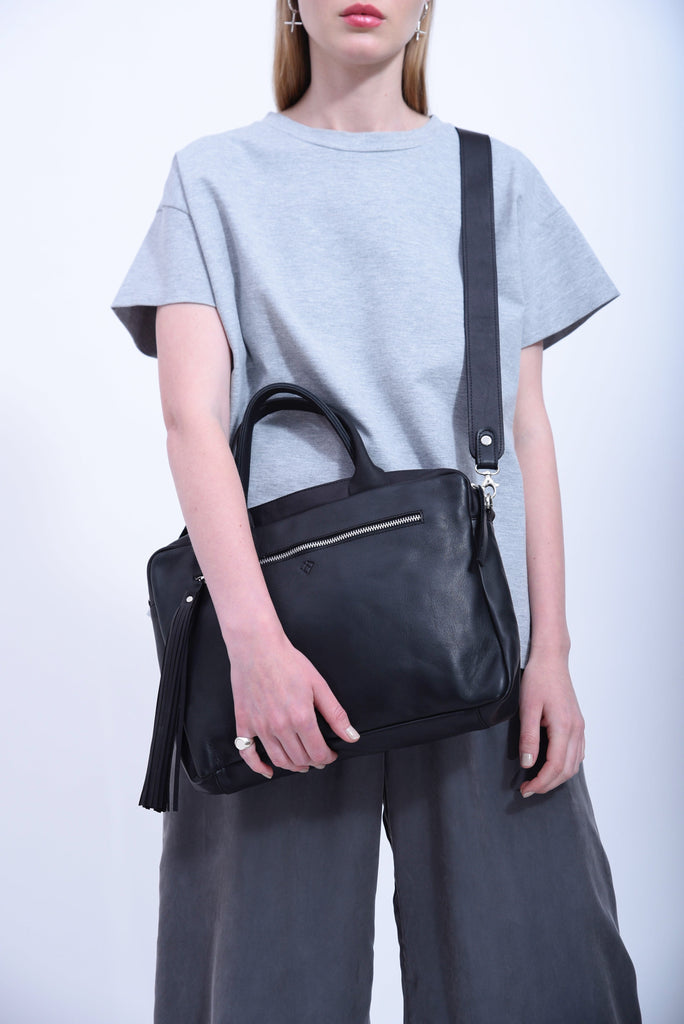 Laptop Bag Black crock Leather