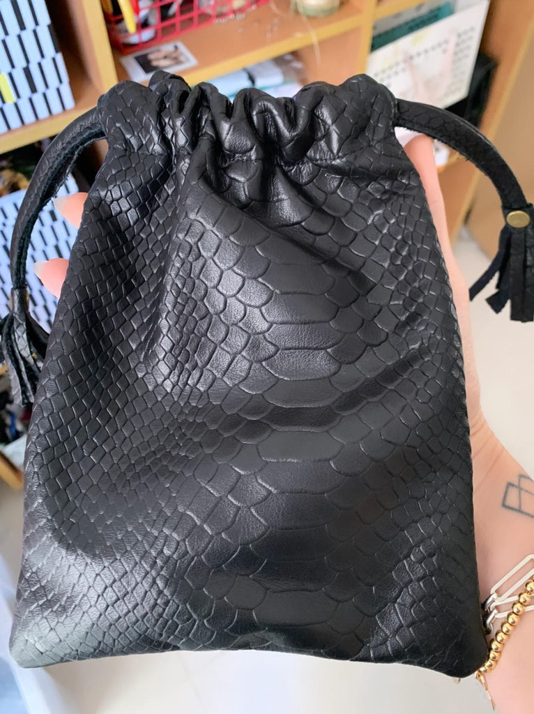 Phone bag black croc leather