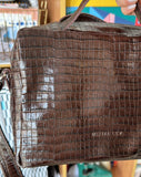 Big Box with handles dark brown croc leather